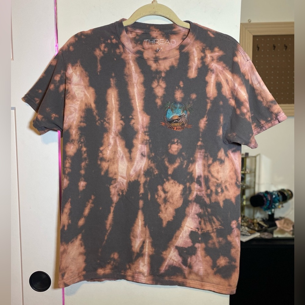 Lazy Bone Upcycled Acid-Wash Skeleton Tee Shirt M